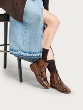 Elegant snake-print leather Chelsea boots - Coffee | FRAU