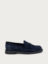 Suede loafers with saddle detail - Blue | FRAU