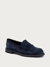 Suede loafers with saddle detail - Blue | FRAU