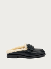 Leather mules with shearling lining - BLACKfur | FRAU