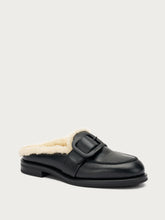 Leather mules with shearling lining - BLACKfur | FRAU