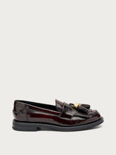 Brushed leather loafers with tassels - Bordeaux | FRAU