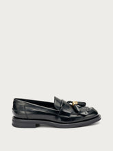 Brushed leather loafers with tassels - Black | FRAU