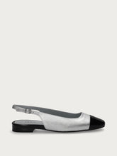 Laminierte Slingback-Schuhe mit kontrastierendem Zehenbereich - Schwarzsilber | FRAU