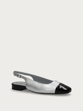Laminierte Slingback-Schuhe mit kontrastierendem Zehenbereich - Schwarzsilber | FRAU