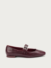 Leather ballet flats with a semi-square toe - Bordeaux | FRAU
