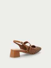 Slingback con tacco in pelle laserata - Cuoio | FRAU