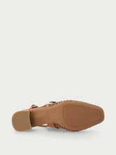 Slingback con tacco in pelle laserata - Cuoio | FRAU