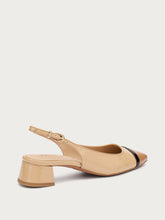 Slingback mit Absatz aus Lackleder - NUSSchwarzSAND | FRAU