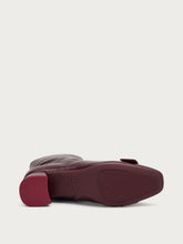 Creased-effect leather ankle boots with heels - Bordeaux | FRAU