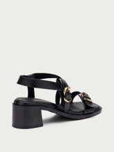 Multi-Strap-Sandalen aus Leder mit Blockabsatz - Schwarz | FRAU