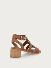 Leather caged sandals with block heel - Mou | FRAU