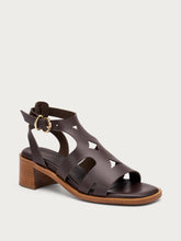 Römer-Sandalen aus Leder mit Blockabsatz - Dunkelbraun | FRAU