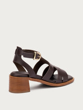 Römer-Sandalen aus Leder mit Blockabsatz - Dunkelbraun | FRAU