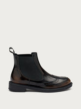 Brushed leather Chelsea boots with wing-tip design - Taupe | FRAU