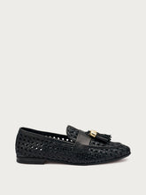 Woven leather loafers with tassels - Black | FRAU