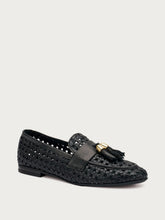 Woven leather loafers with tassels - Black | FRAU