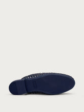 Woven leather mules with tassels - Navy Blue | FRAU