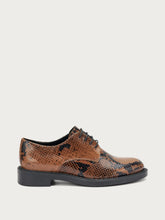 Snake-print leather lace-ups - Coffee | FRAU