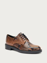 Snake-print leather lace-ups - Coffee | FRAU