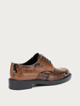 Snake-print leather lace-ups - Coffee | FRAU