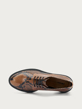 Snake-print leather lace-ups - Coffee | FRAU