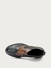 Bi-material Chelsea boots with wing-tip detailing - Coffee | FRAU