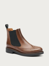 Brushed-finish leather Chelsea boots with wing-tip design - Leather | FRAU