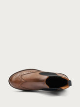 Brushed-finish leather Chelsea boots with wing-tip design - Leather | FRAU