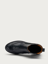 Brushed-finish leather Chelsea boots with wing-tip design - BLACKblack | FRAU