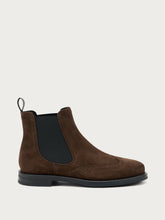Finished suede Chelsea boots with wing-tip design - Cocoa | FRAU