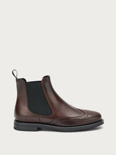 Finished leather Chelsea boots with wing-tip design - Bordeaux | FRAU