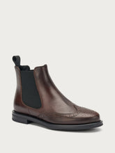 Finished leather Chelsea boots with wing-tip design - Coffee | FRAU