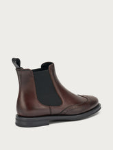 Finished leather Chelsea boots with wing-tip design - Coffee | FRAU