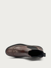 Finished leather Chelsea boots with wing-tip design - Coffee | FRAU