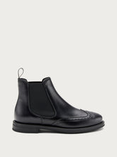 Finished leather Chelsea boots with wing-tip design - Bordeaux | FRAU