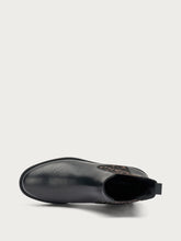 Leather Chelsea boots with textured elastic - Black | FRAU