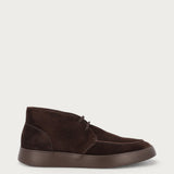 Herren-Ankle-Boots aus Veloursleder in Dunkelbraun mit hoher Sohle