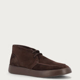 Herren-Ankle-Boots aus Veloursleder in Dunkelbraun mit hoher Sohle