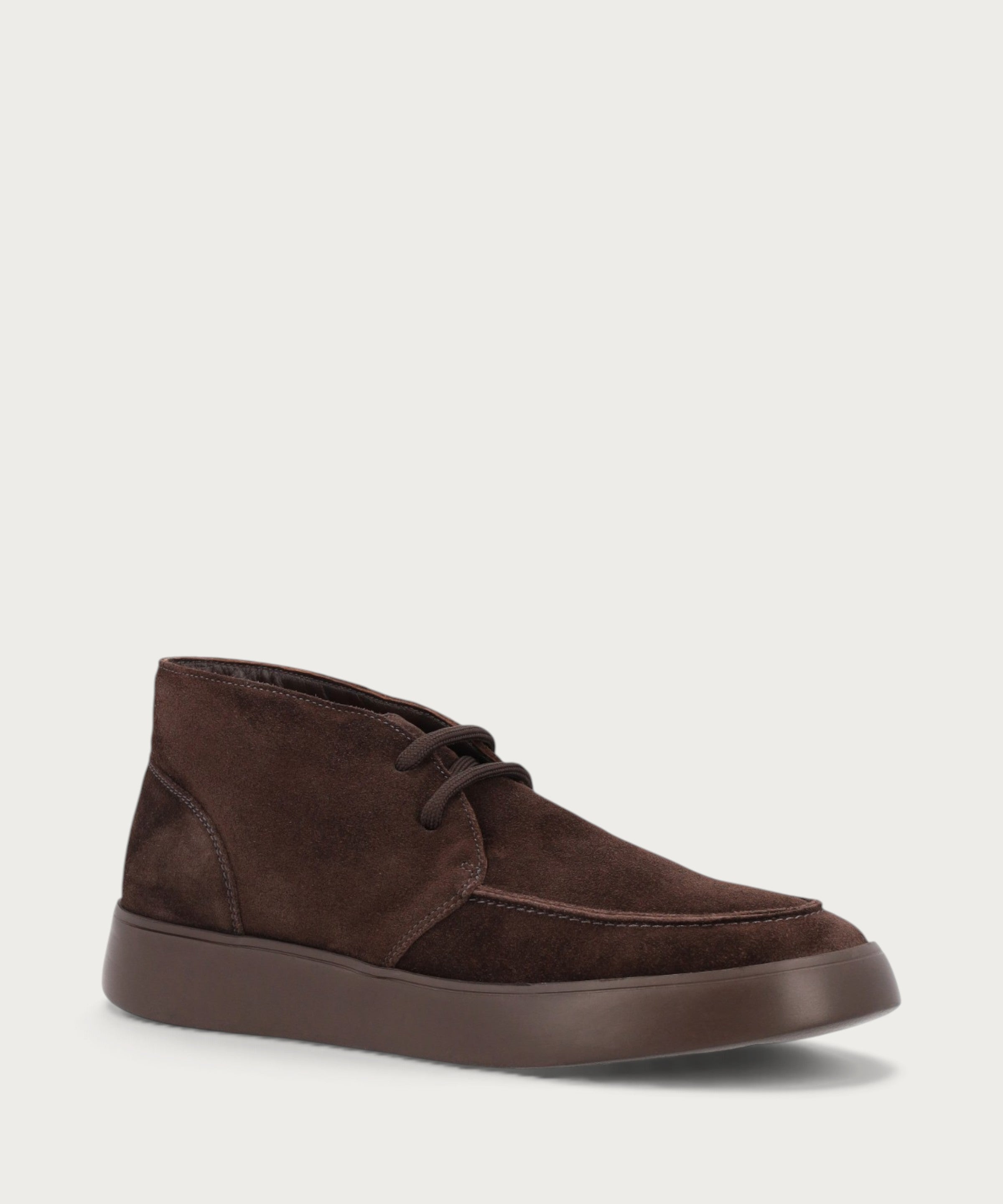 Men's dark brown suede lace-up ankle boots with chunky sole