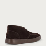 Herren-Ankle-Boots aus Veloursleder in Dunkelbraun mit hoher Sohle