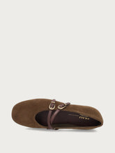 Green suede ballet flats with double strap - Fern | FRAU