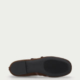 Brown pony-hair leather ballet flats with double strap