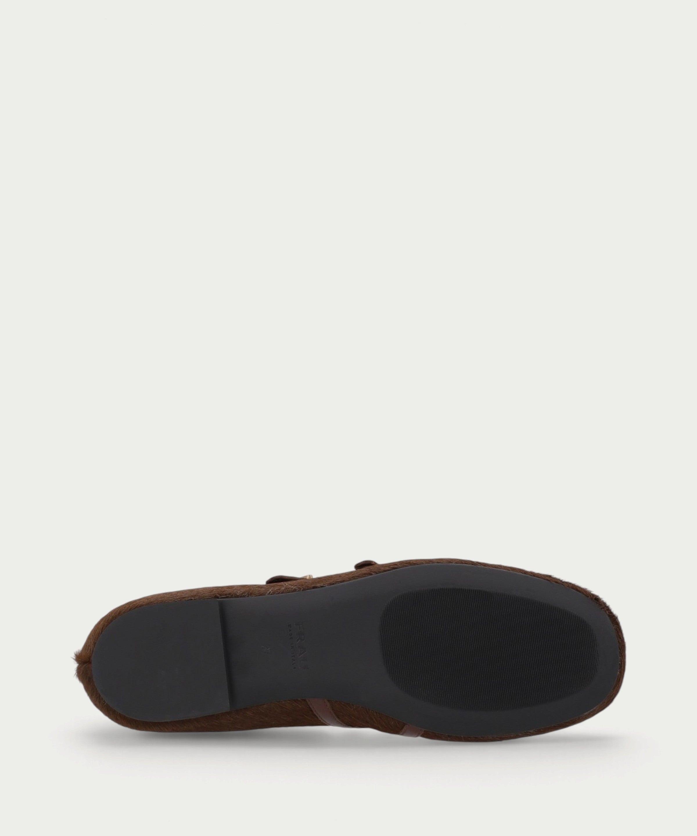 Brown pony-hair leather ballet flats with double strap