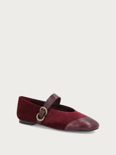 Burgundy suede ballet flats with strap - Wine/Ruby | FRAU