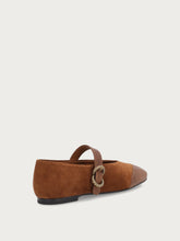 Light brown suede ballet flats with strap - Whisky/Snuff | FRAU