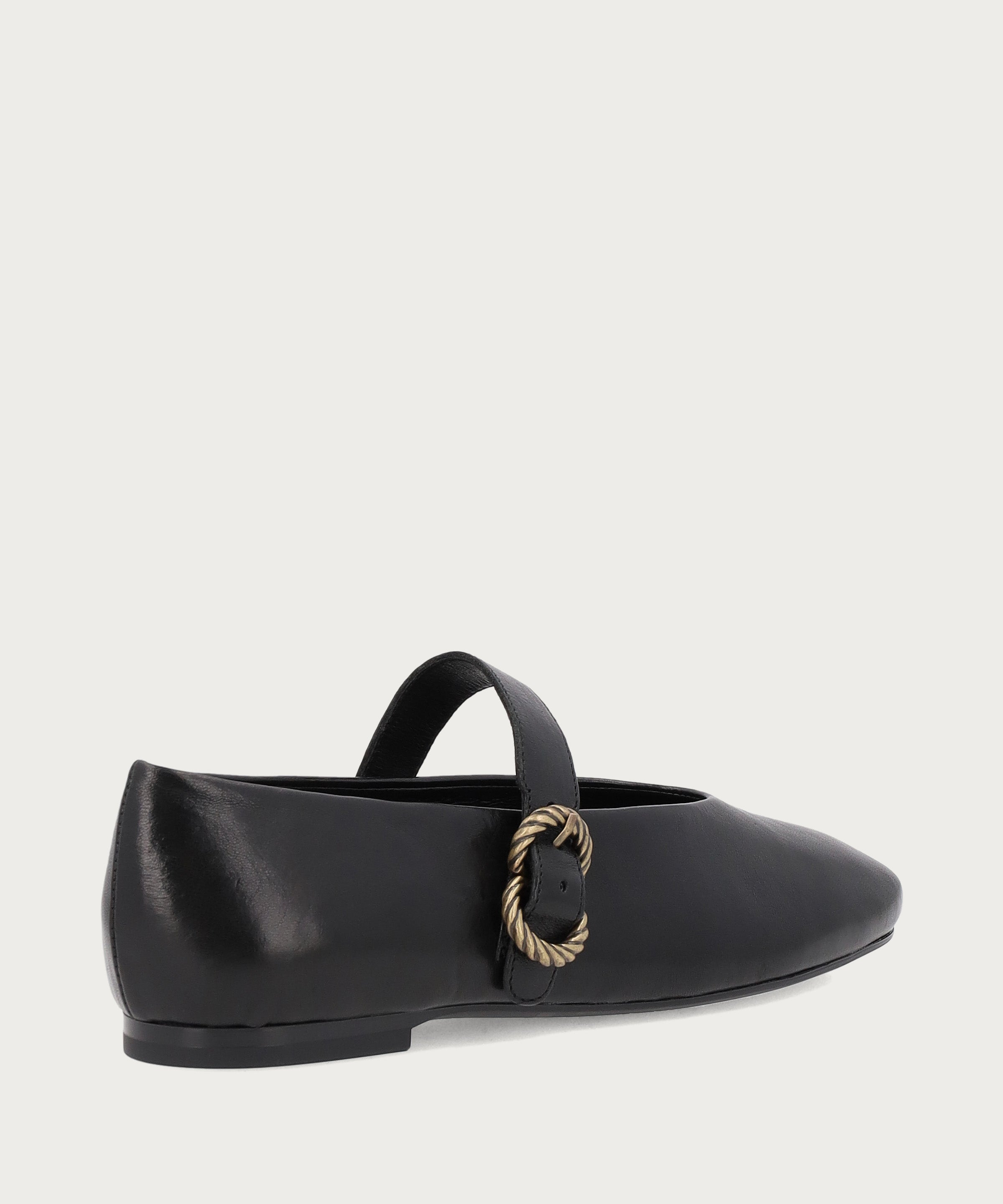 Ballerinas mit Riemchen aus Leder mit Vintage-Optik in Schwarz