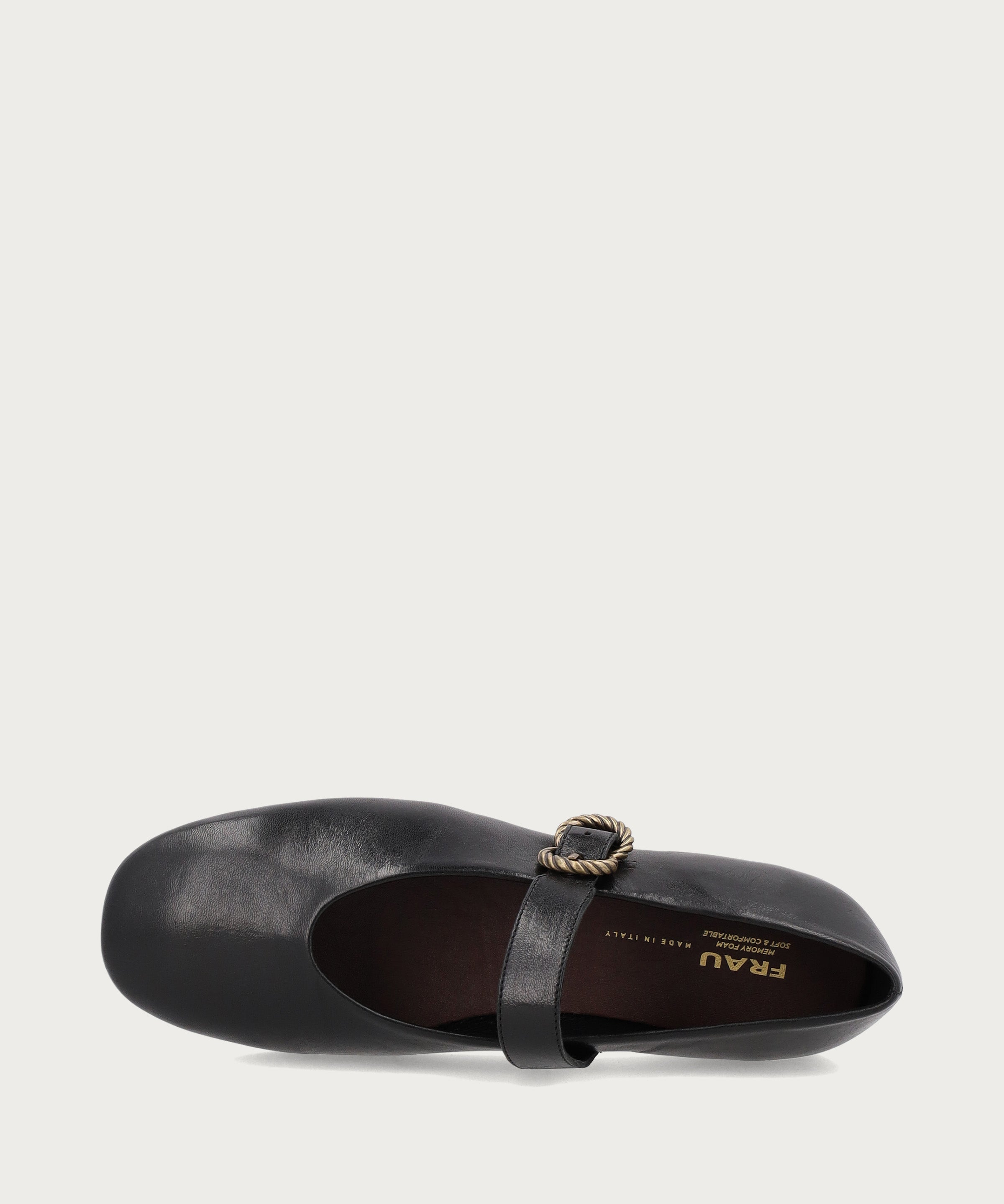 Ballerinas mit Riemchen aus Leder mit Vintage-Optik in Schwarz