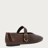 Brown vintage leather ballet flats with strap