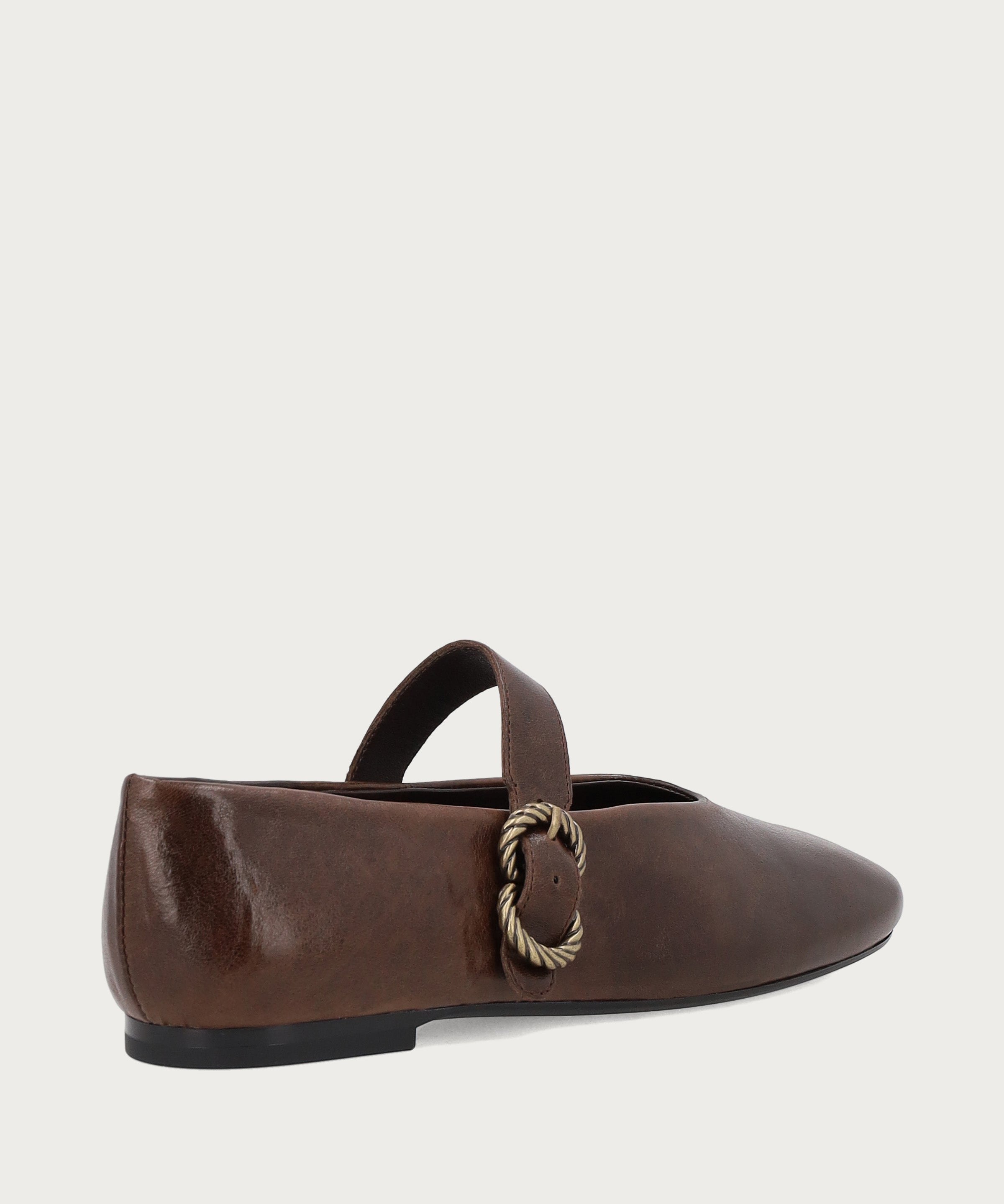 Brown vintage leather ballet flats with strap